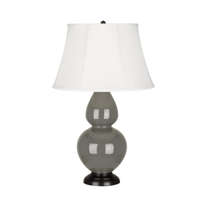 Double Gourd Large Accent Table Lamp with Bronze Base in Ash/Silk Stretch.