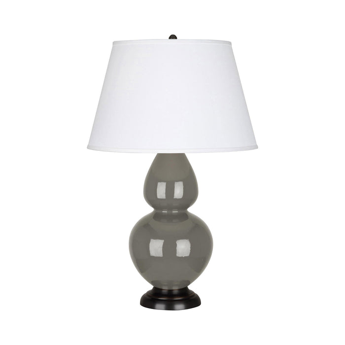 Double Gourd Large Accent Table Lamp with Bronze Base in Ash/Fabric Hardback.
