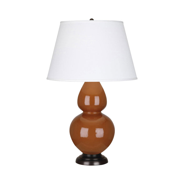 Double Gourd Large Accent Table Lamp with Bronze Base in Cinnamon/Fabric Hardback.