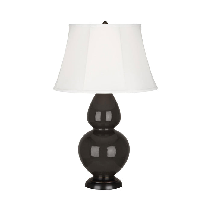 Double Gourd Large Accent Table Lamp with Bronze Base in Coffee/Silk Stretch.