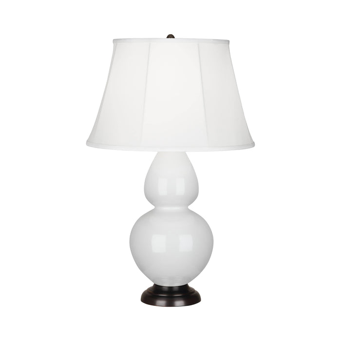 Double Gourd Large Accent Table Lamp with Bronze Base in Lily/Silk Stretch.