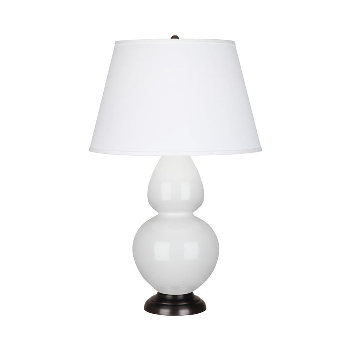 Double Gourd Large Accent Table Lamp with Bronze Base in Lily/Fabric Hardback.