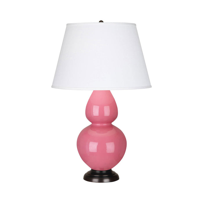 Double Gourd Large Accent Table Lamp with Bronze Base in Schiaparelli Pink/Fabric Hardback.
