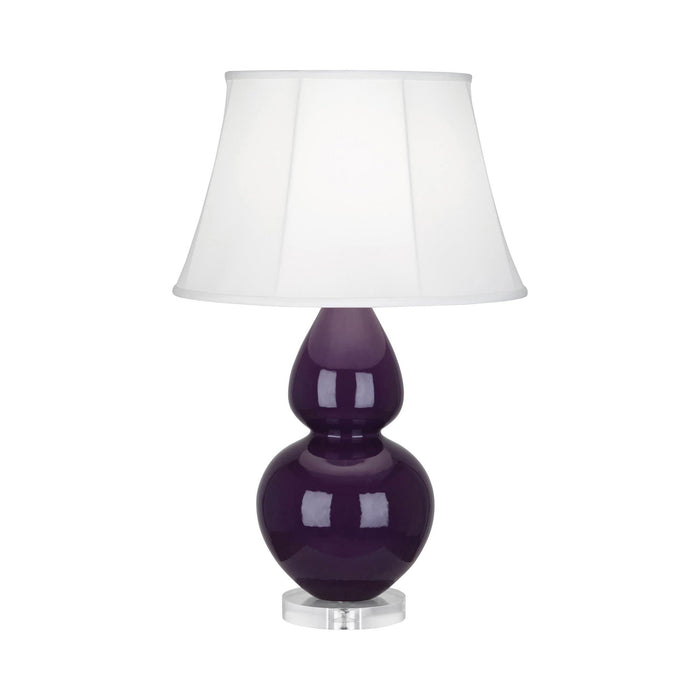 Double Gourd Large Accent Table Lamp with Lucite Base in Amethyst/Silk Stretch.