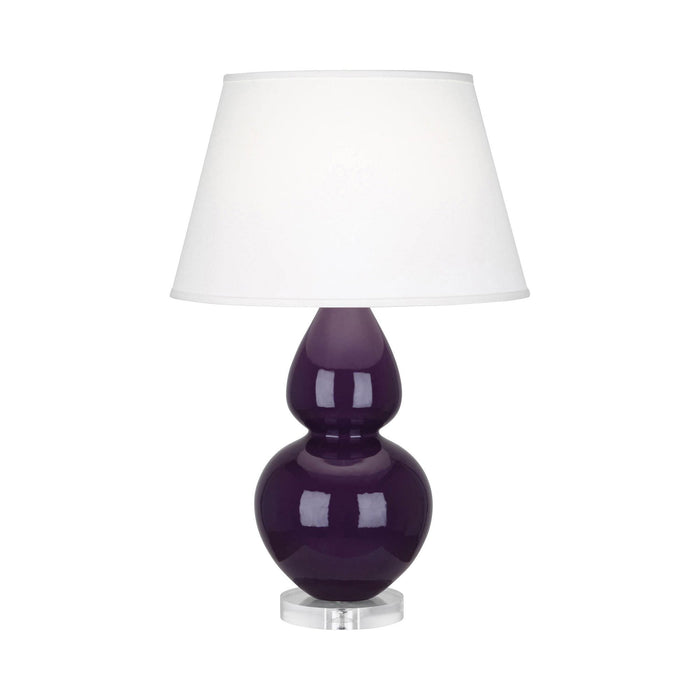 Double Gourd Large Accent Table Lamp with Lucite Base in Amethyst/Fabric Hardback.