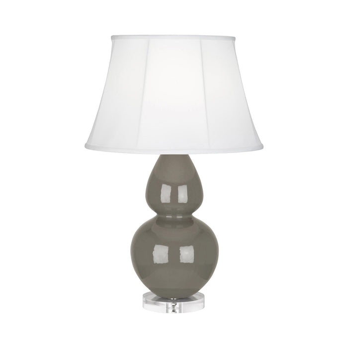 Double Gourd Large Accent Table Lamp with Lucite Base in Ash/Silk Stretch.