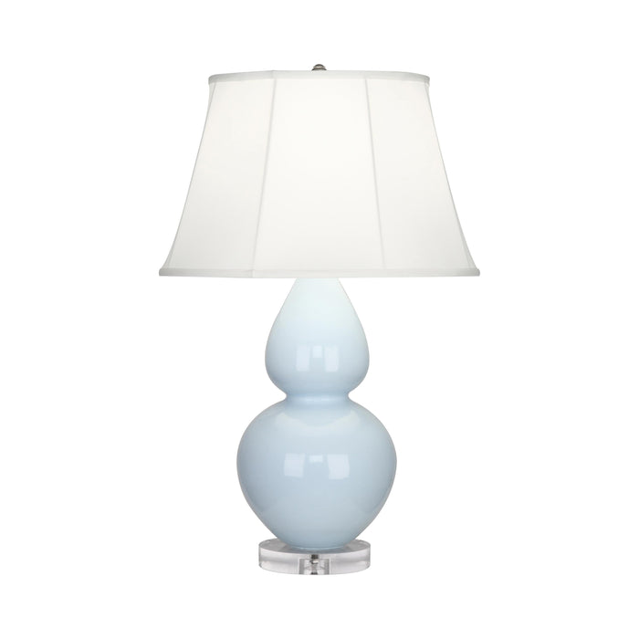 Double Gourd Large Accent Table Lamp with Lucite Base in Baby Blue/Silk Stretch.