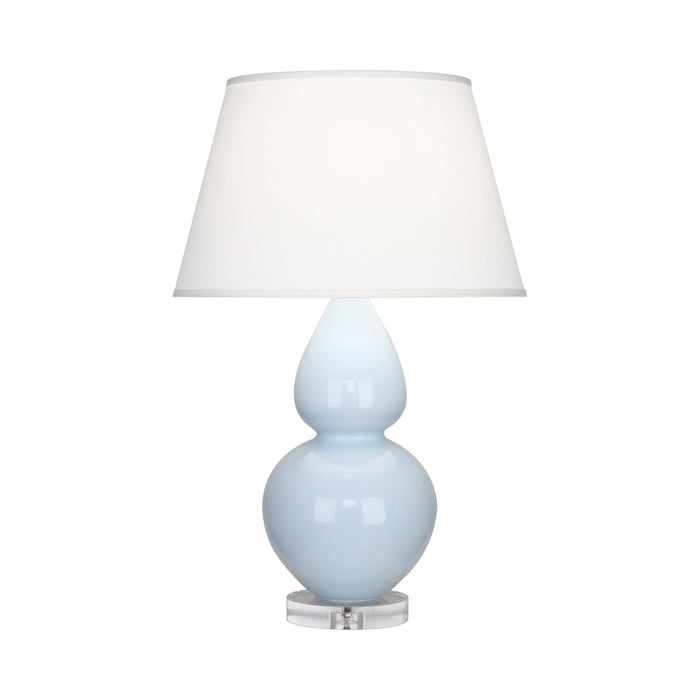 Double Gourd Large Accent Table Lamp with Lucite Base in Baby Blue/Fabric Hardback.