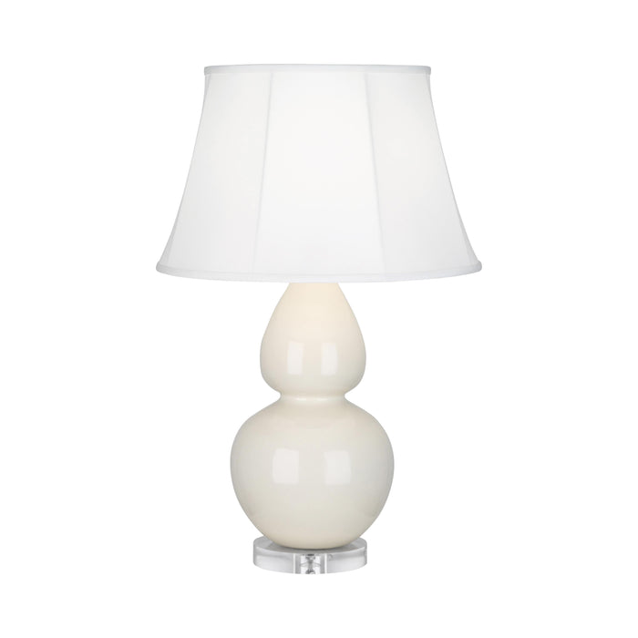 Double Gourd Large Accent Table Lamp with Lucite Base in Bone/Silk Stretch.