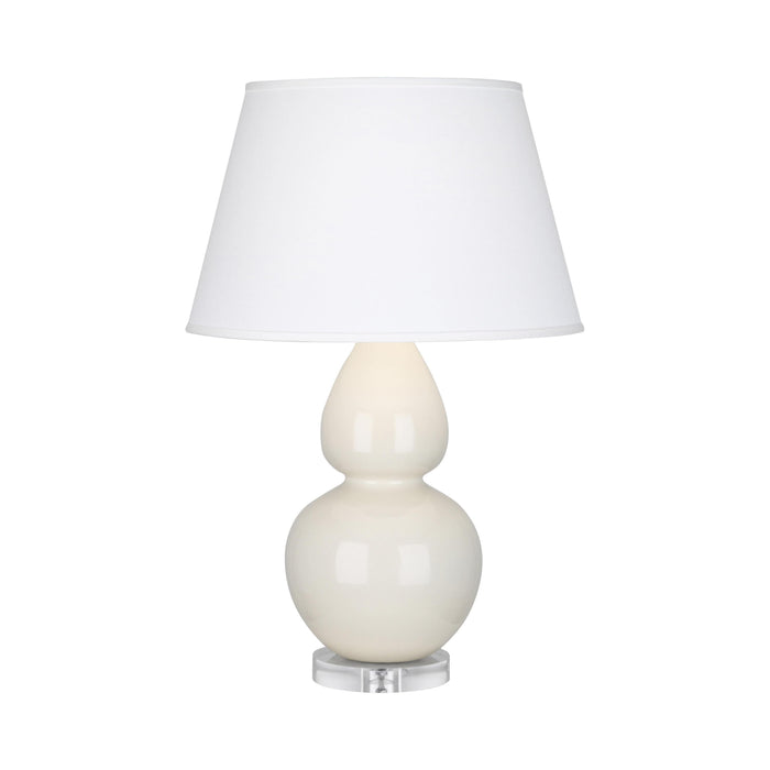 Double Gourd Large Accent Table Lamp with Lucite Base in Bone/Fabric Hardback.