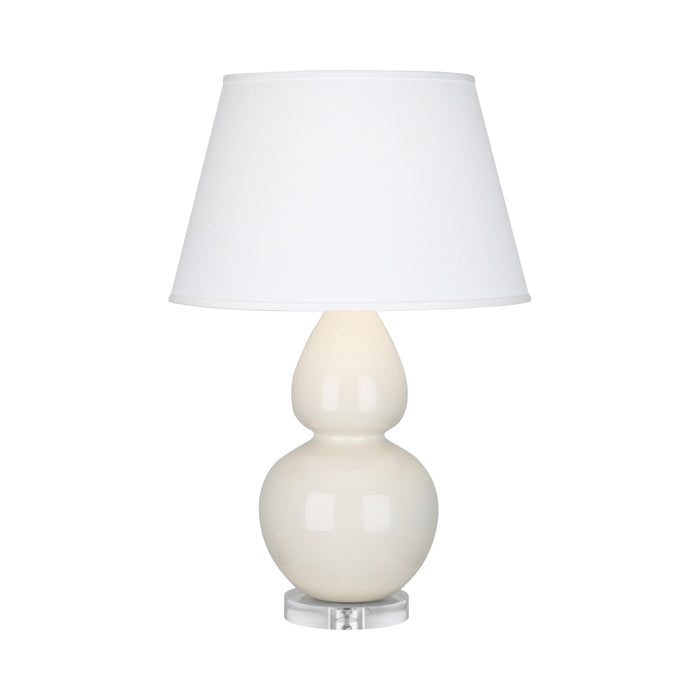 Double Gourd Large Accent Table Lamp with Lucite Base in Bone/Fabric Hardback.