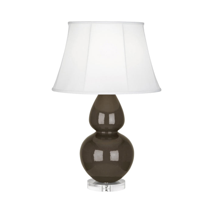 Double Gourd Large Accent Table Lamp with Lucite Base in Brown Tea/Silk Stretch.