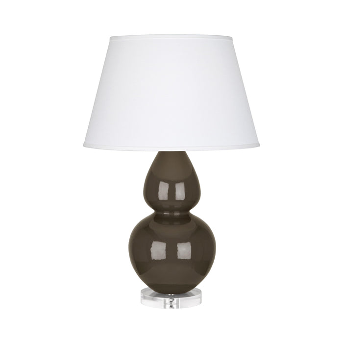 Double Gourd Large Accent Table Lamp with Lucite Base in Brown Tea/Fabric Hardback.