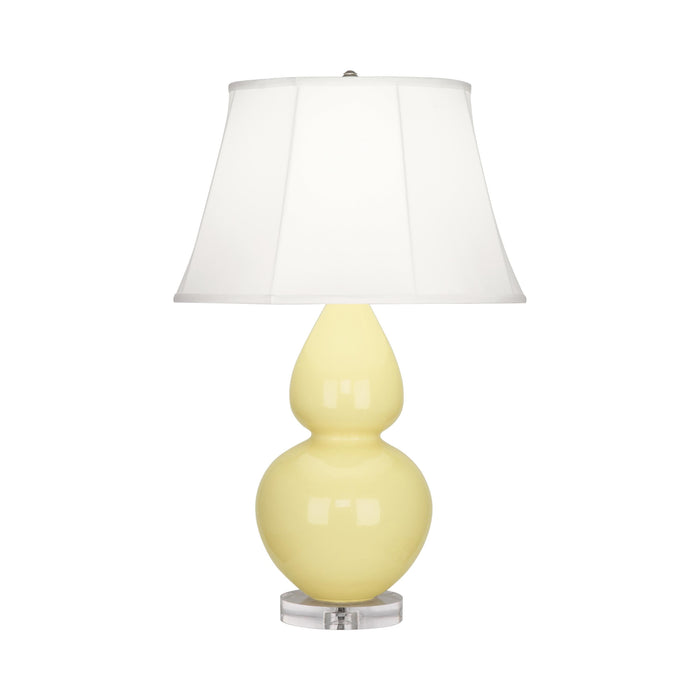 Double Gourd Large Accent Table Lamp with Lucite Base in Butter/Silk Stretch.