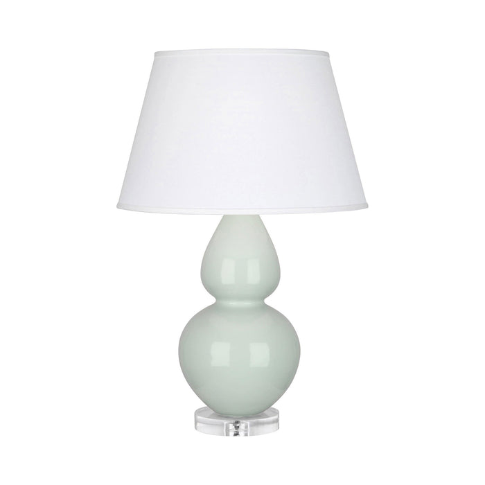 Double Gourd Large Accent Table Lamp with Lucite Base in Celadon/Fabric Hardback.