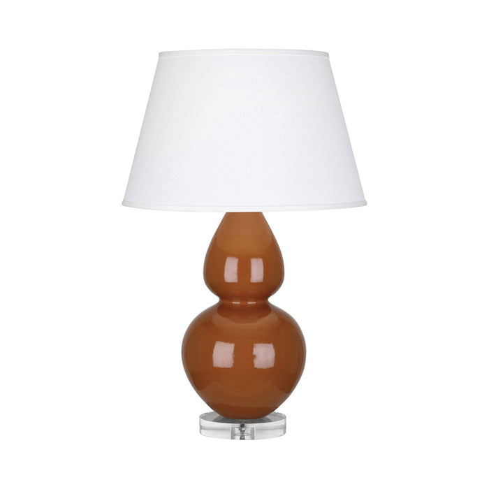 Double Gourd Large Accent Table Lamp with Lucite Base in Cinnamon/Fabric Hardback.