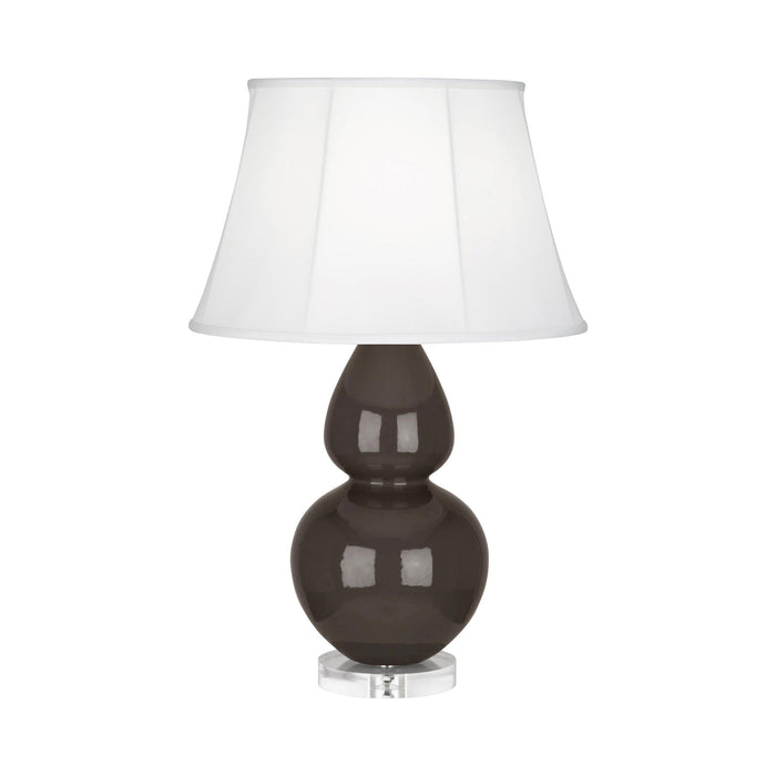 Double Gourd Large Accent Table Lamp with Lucite Base in Coffee/Silk Stretch.