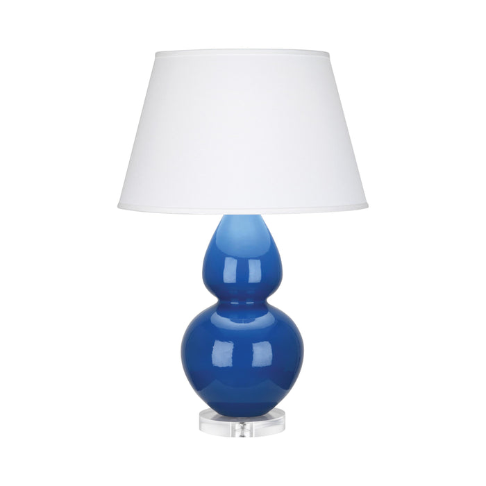 Double Gourd Large Accent Table Lamp with Lucite Base in Marine Blue/Fabric Hardback.