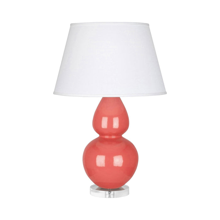 Double Gourd Large Accent Table Lamp with Lucite Base in Melon/Fabric Hardback.