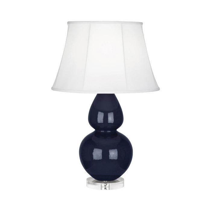 Double Gourd Large Accent Table Lamp with Lucite Base in Midnight Blue/Silk Stretch.