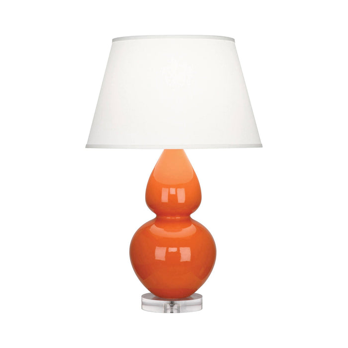 Double Gourd Large Accent Table Lamp with Lucite Base in Pumpkin/Fabric Hardback.