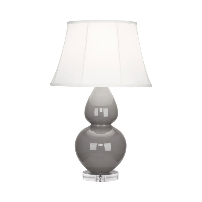 Double Gourd Large Accent Table Lamp with Lucite Base in Smoky Taupe/Silk Stretch.