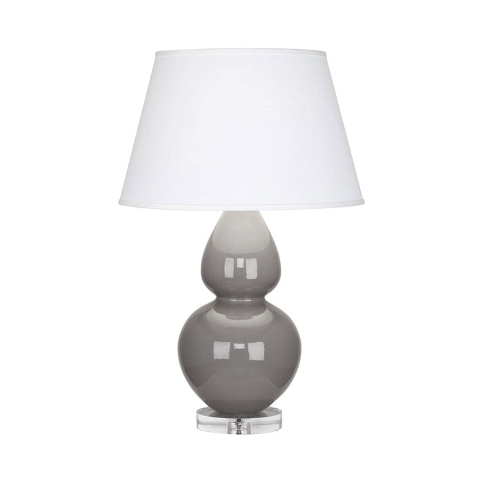 Double Gourd Large Accent Table Lamp with Lucite Base in Smoky Taupe/Fabric Hardback.