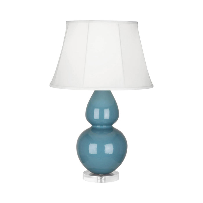 Double Gourd Large Accent Table Lamp with Lucite Base in Steel Blue/Silk Stretch.