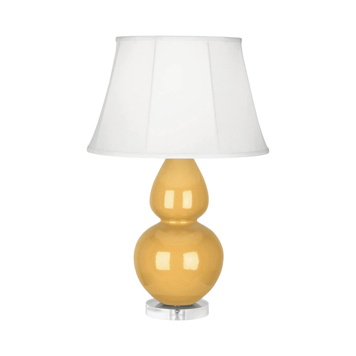 Double Gourd Large Accent Table Lamp with Lucite Base in Sunset Yellow/Silk Stretch.
