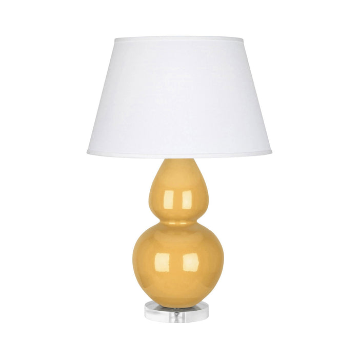Double Gourd Large Accent Table Lamp with Lucite Base in Sunset Yellow/Fabric Hardback.