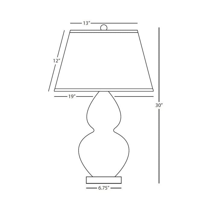 Double Gourd Large Accent Table Lamp with Lucite Base - line drawing.