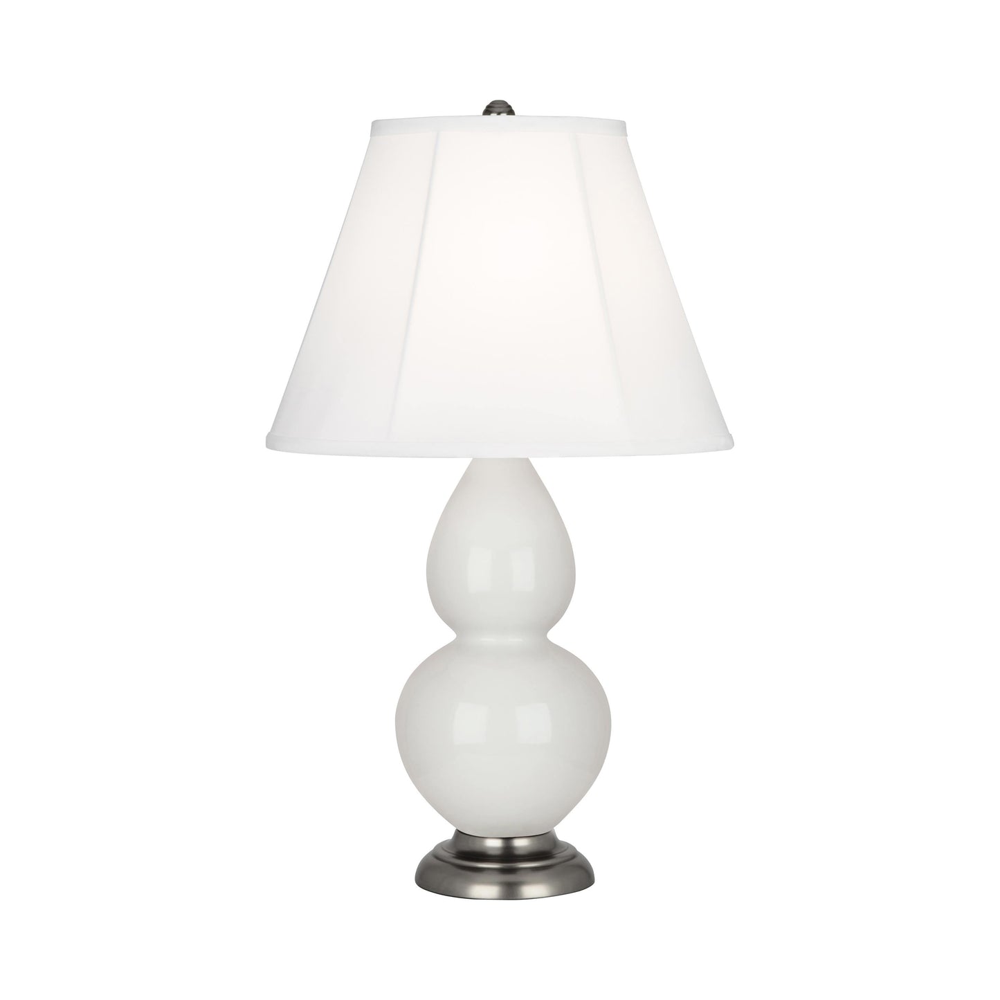 Double Gourd Small Accent Table Lamp in Lily/Silk Stretch/AntiqueSilver.