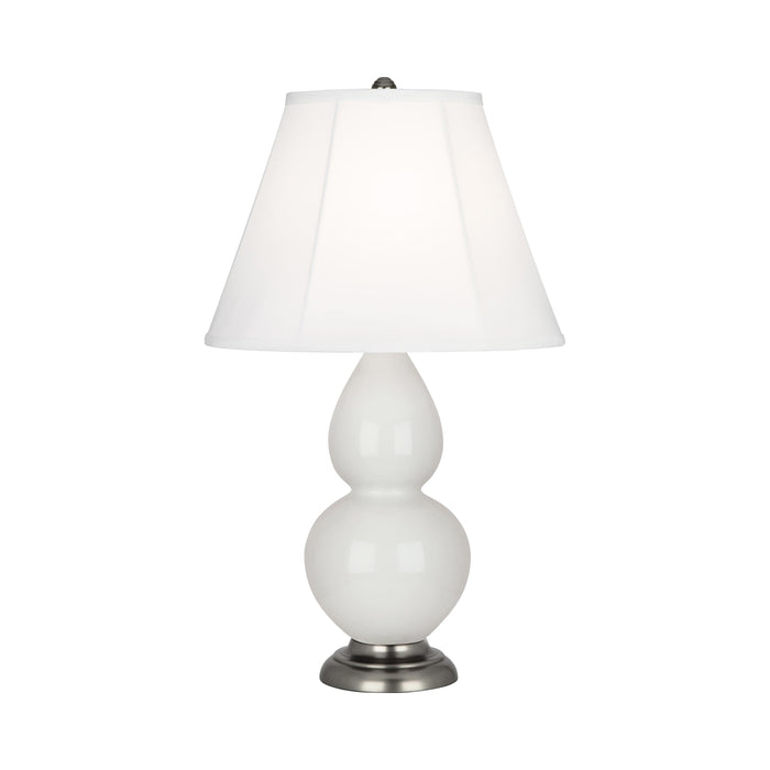 Double Gourd Small Accent Table Lamp in Lily/Silk Stretch/AntiqueSilver.