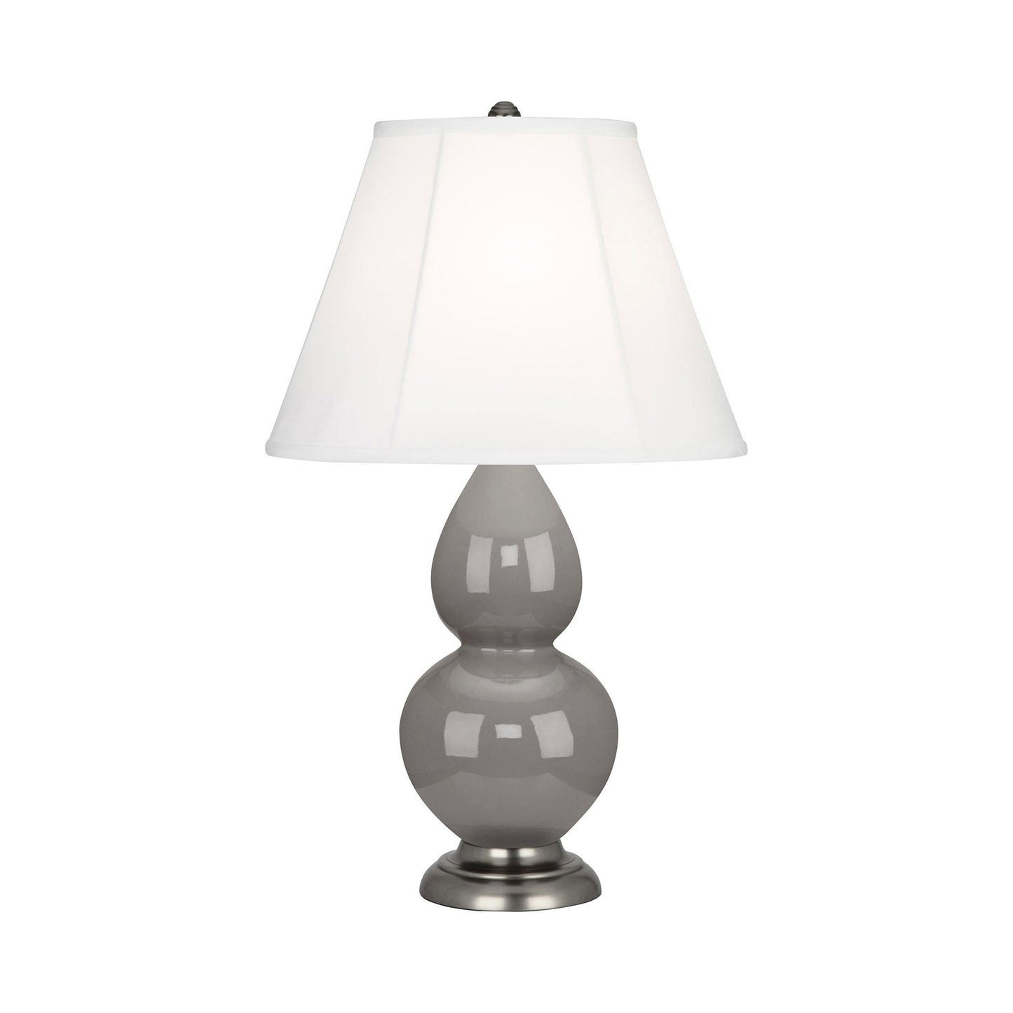 Double Gourd Small Accent Table Lamp in Smoky Taupe/Silk Stretch/AntiqueSilver.