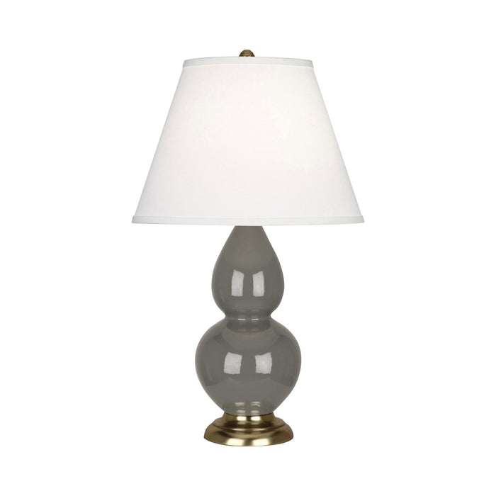 Double Gourd Small Accent Table Lamp with Brass Base in Ash/Fabric Hardback.