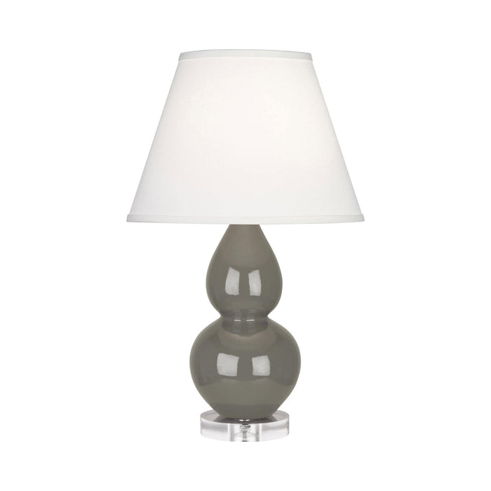 Double Gourd Small Accent Table Lamp with Lucite Base in Ash/Fabric Hardback.