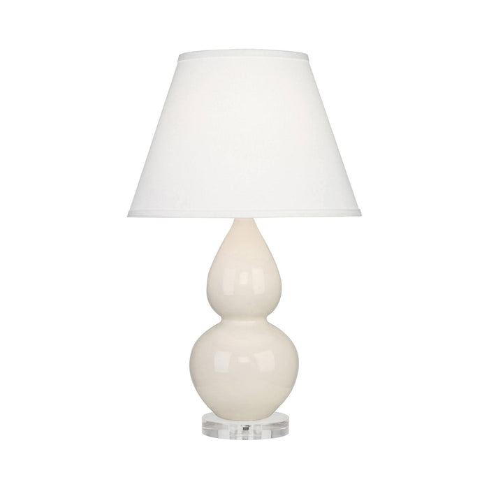 Double Gourd Small Table Lamp in Bone/Fabric Hardback/Lucite.