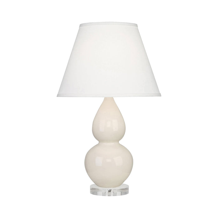 Double Gourd Small Accent Table Lamp with Lucite Base in Bone/Fabric Hardback.
