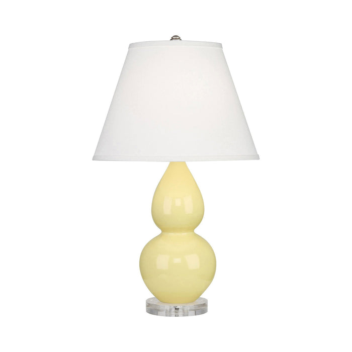 Double Gourd Small Table Lamp in Butter/Fabric Hardback/Lucite.