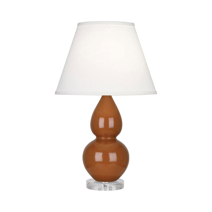 Double Gourd Small Table Lamp in Cinnamon/Fabric Hardback/Lucite.