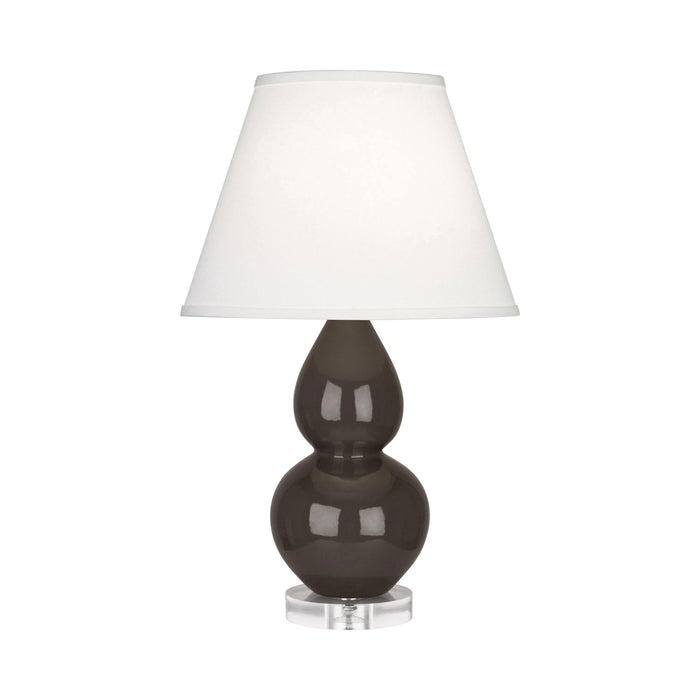 Double Gourd Small Accent Table Lamp with Lucite Base in Coffee/Fabric Hardback.