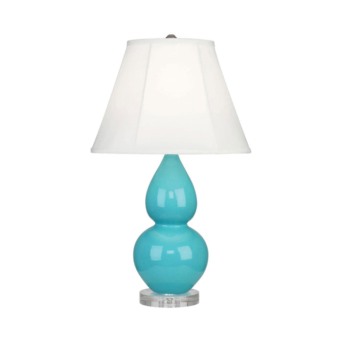 Double Gourd Small Table Lamp in Egg Blue/Silk Stretch/Lucite/Lucite.