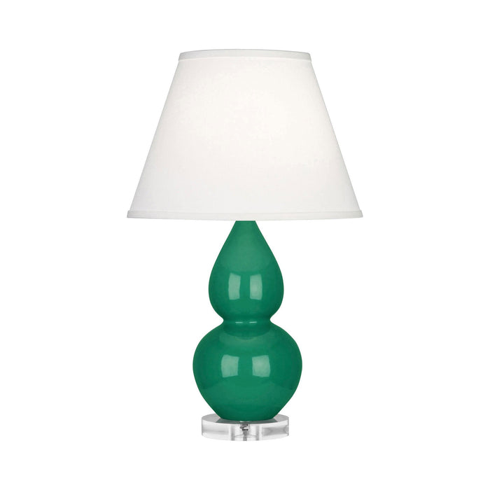 Double Gourd Small Table Lamp in Emerald Green/Fabric Hardback/Lucite.