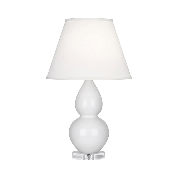 Double Gourd Small Accent Table Lamp with Lucite Base in Lily/Fabric Hardback.