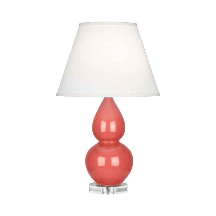 Double Gourd Small Accent Table Lamp with Lucite Base in Melon/Fabric Hardback.