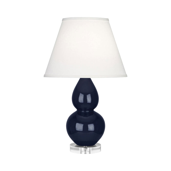 Double Gourd Small Table Lamp in Midnight Blue/Fabric Hardback/Lucite.