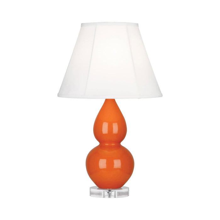 Double Gourd Small Table Lamp in Pumpkin/Silk Stretch/Lucite.