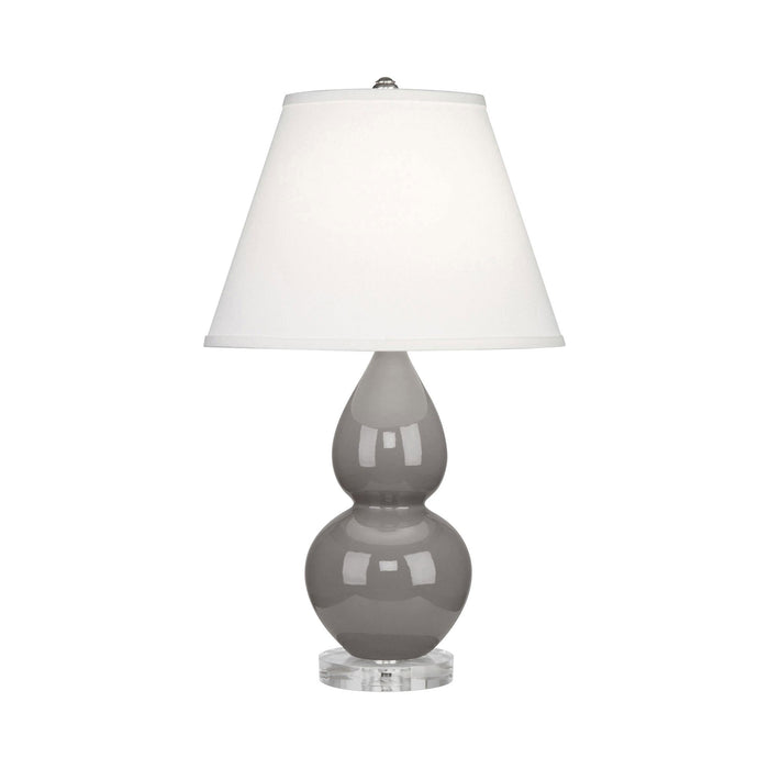 Double Gourd Small Table Lamp in Smoky Taupe/Fabric Hardback/Lucite.