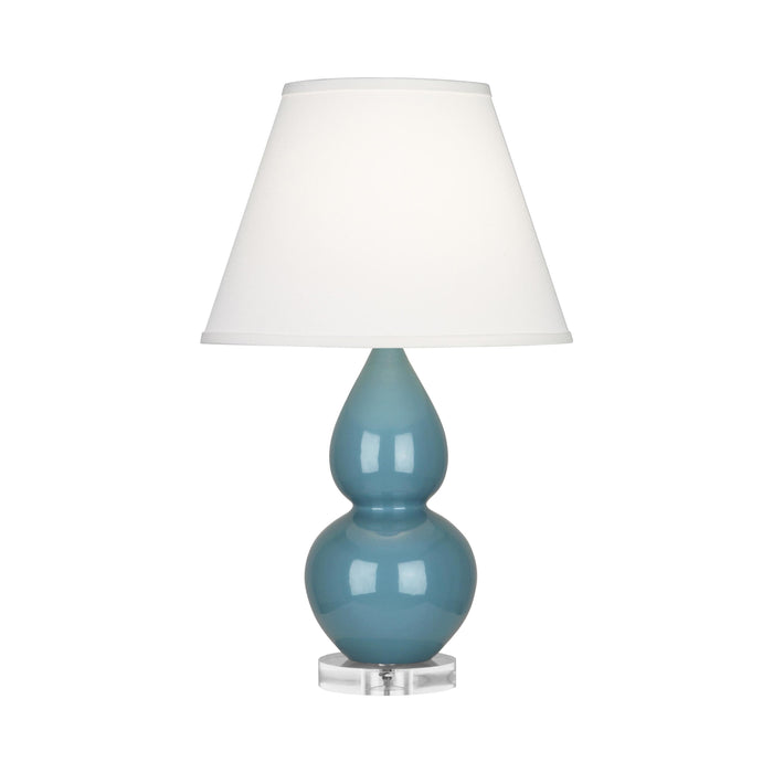 Double Gourd Small Table Lamp in Steel Blue/Fabric Hardback/Lucite.