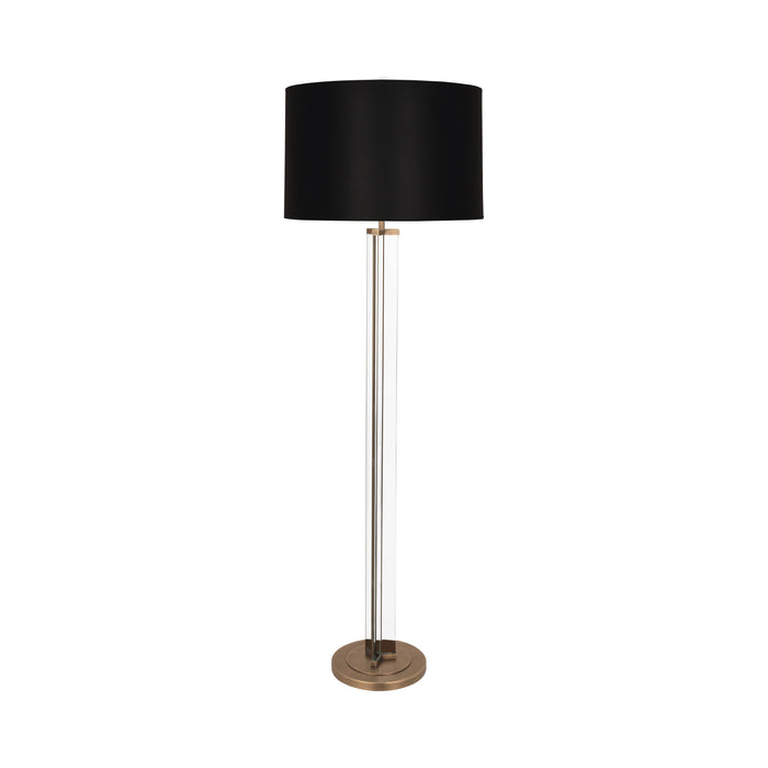 Fineas Floor Lamp in Clear Glass and Aged Brass/Black Painted Opaque.